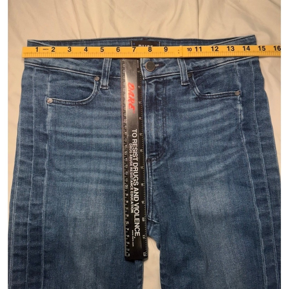 PAIGE Hoxton Ankle Jeans Womens 28 Blue Skinny Raw Hem Tuxedo Stripe High Rise - Picture 5 of 7